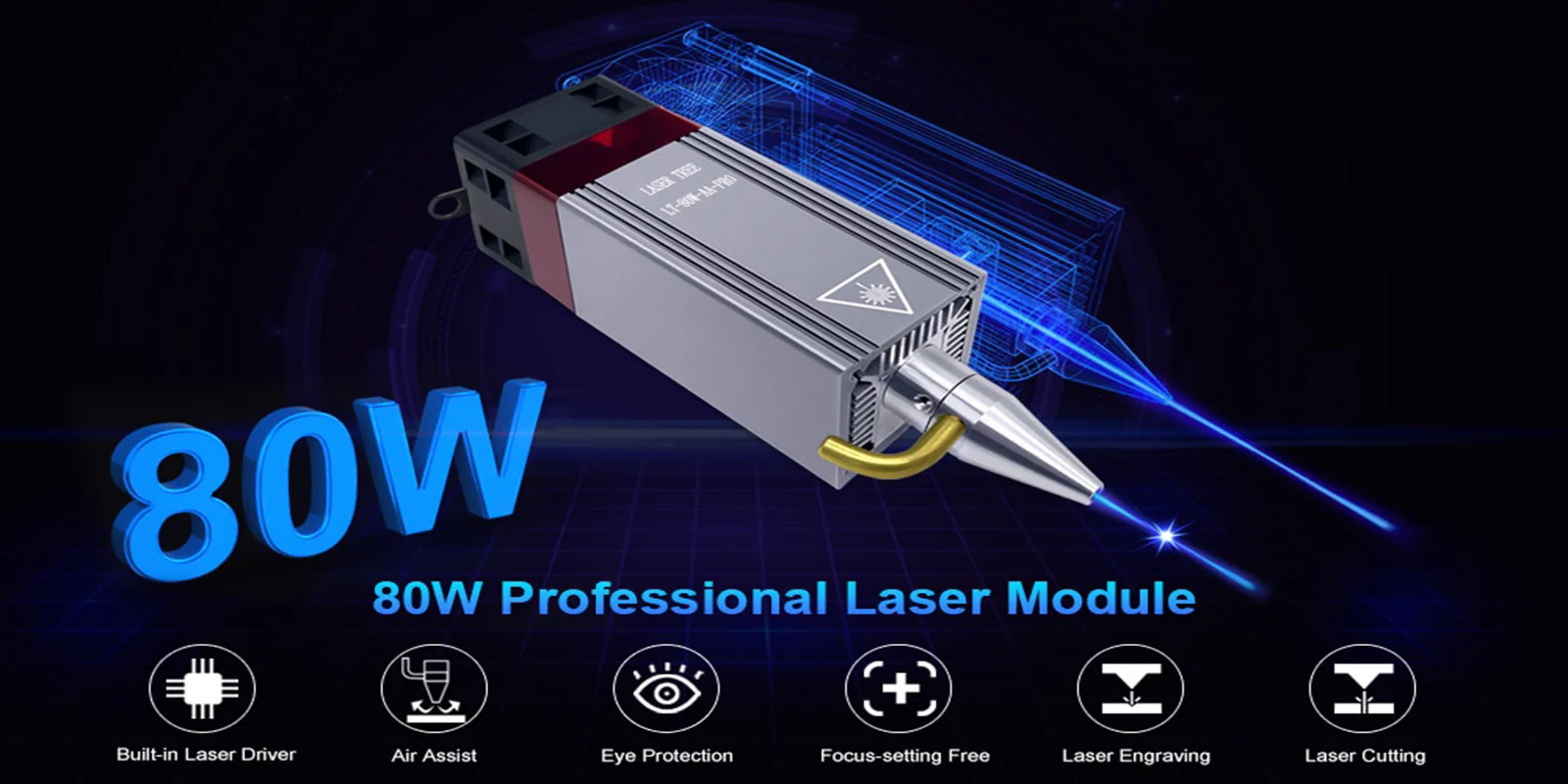ماژول لیزر 80 وات laser tree AA-PRO – توان نوری 10